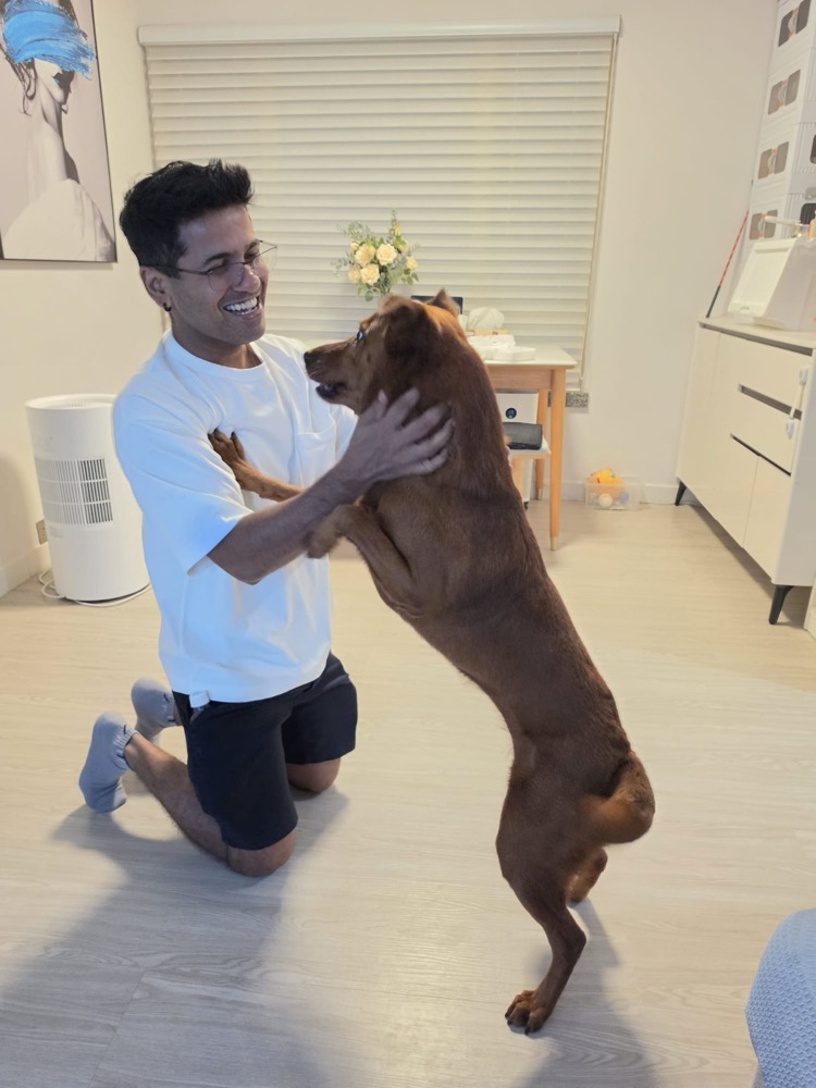 Ashok with his dog